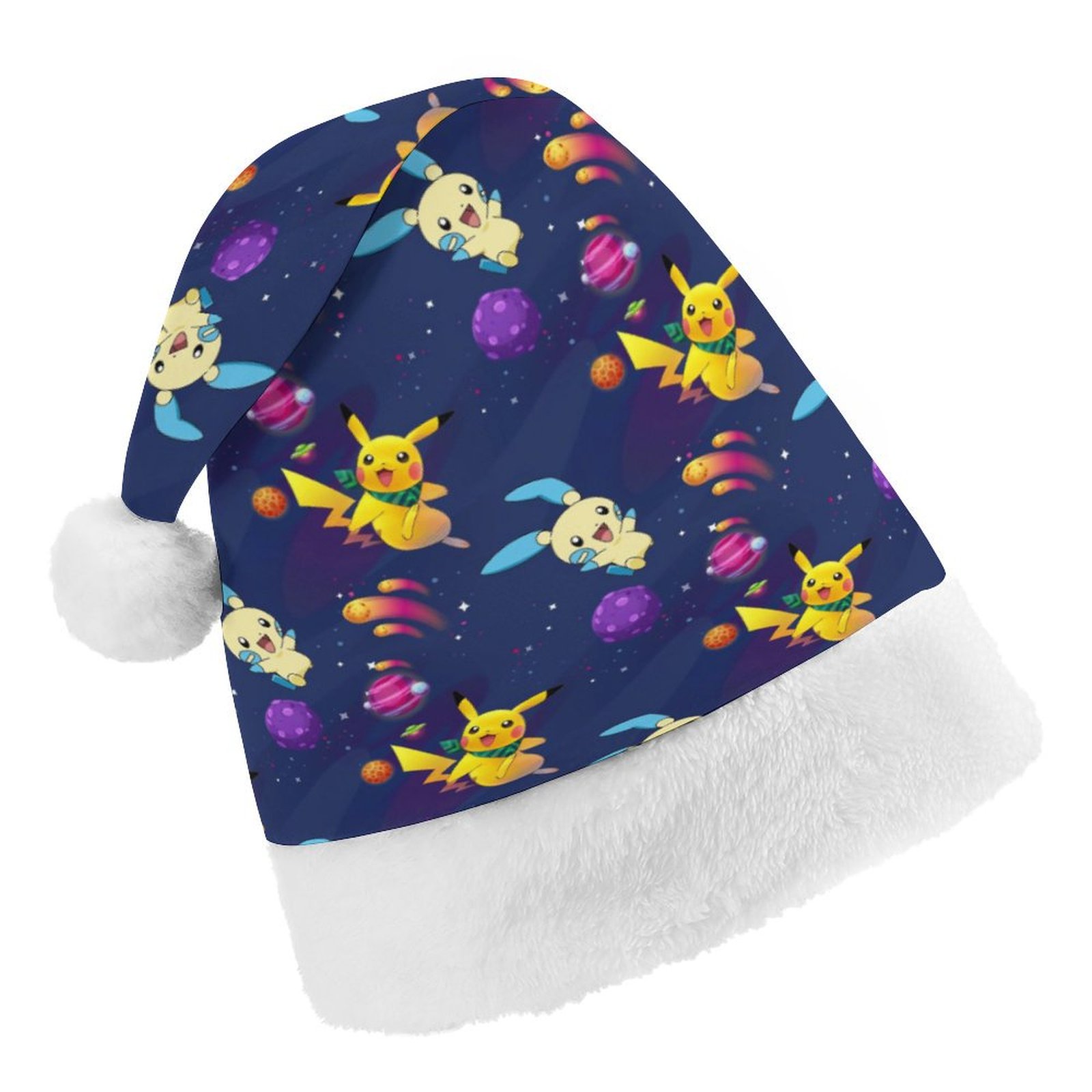 Space Pokémon Pikachu Santa Hat,Space Pokémon Pikachu Christmas Hat,Xmas Holiday Hat for Children Gifls boys Christmas Decorations Holiday Party Supplies